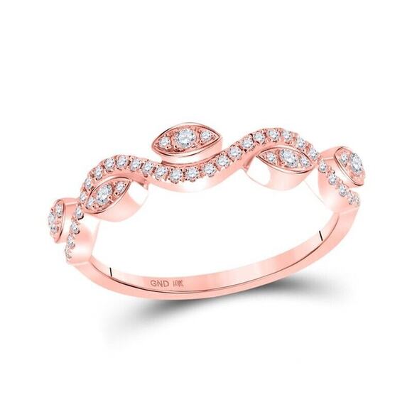 Diamond Stackable Band Ring 10kt Rose Gold Womens - Picture 1 of 1